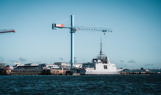 Puerto militar de Lorient, visto desde la rada (Bretaña del Sur, Morbihan)